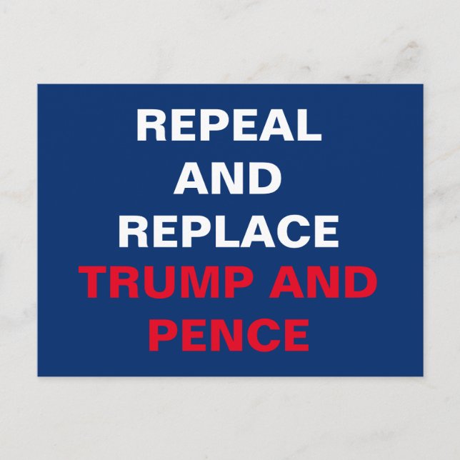 Cartão Postal Revogar e Substituir Trump e Pence Resist (Frente)