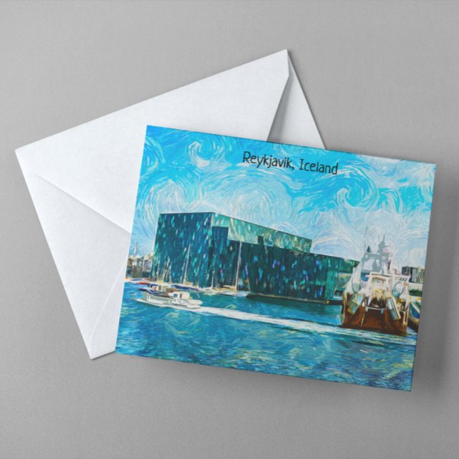 Cartão Postal Reykjavik - Islândia Oil Paint (reykjavik iceland oil paint postcard)