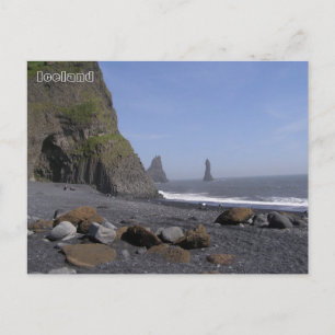 Cartão Postal Reynisdrangar, praia de Reynisfjara, Islândia