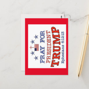 Cartão Postal REZA POR PRES. Placa Postada TRUMP