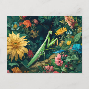 Cartão Postal Rezando Mantis com Dahlias e Outros Sangue de Jard