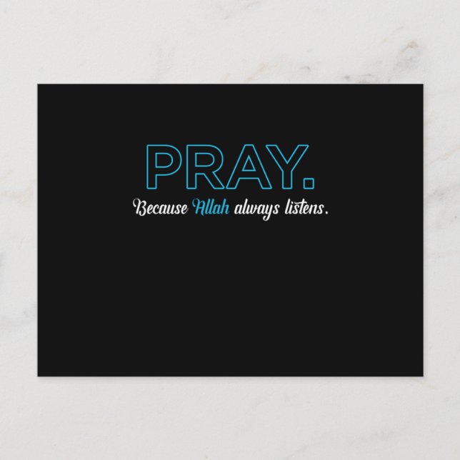 Cartão Postal Reze para Alá Sempre Ouvir Muçulmano Islã Namaz Pr (Frente)