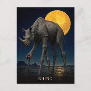 Cartão Postal Rhino Cane gótico Surrealista