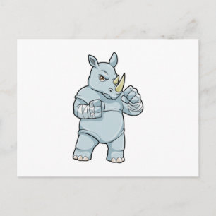 Cartão Postal Rhino como Boxer em Boxing