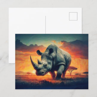 Cartão Postal Rhino Sunset Safari