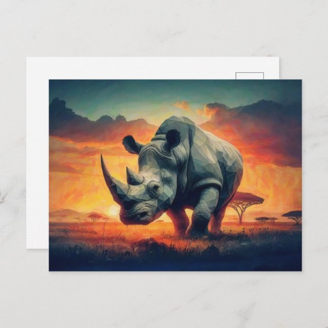 Cartão Postal Rhino Sunset Safari (Frente/Verso)