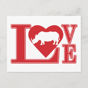 Cartão Postal Rhinoceronte Love