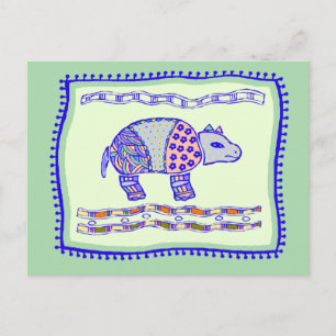 Cartão Postal Rhinoceros Quilt