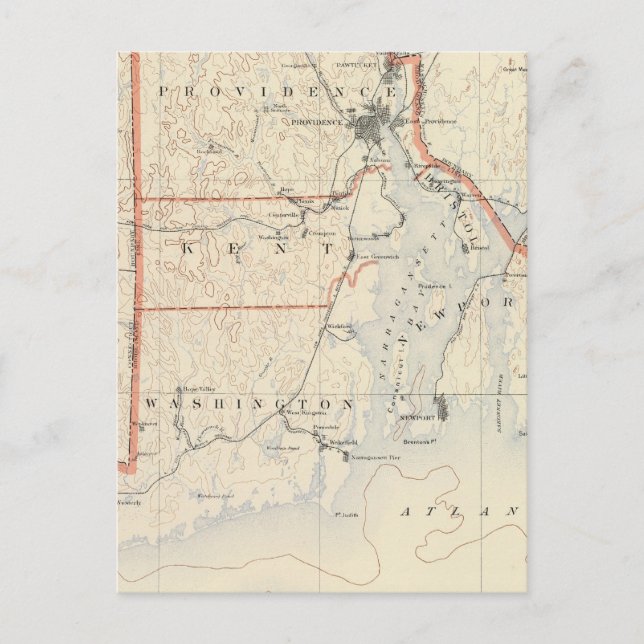 Cartão Postal Rhode - atlas 2 da ilha (Frente)