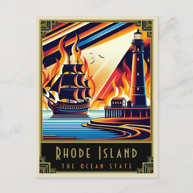 Cartão Postal Rhode Island | Art Deco (Frente)