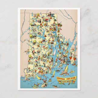 Cartão Postal Rhode Island e Providence Plantations são um mapa 