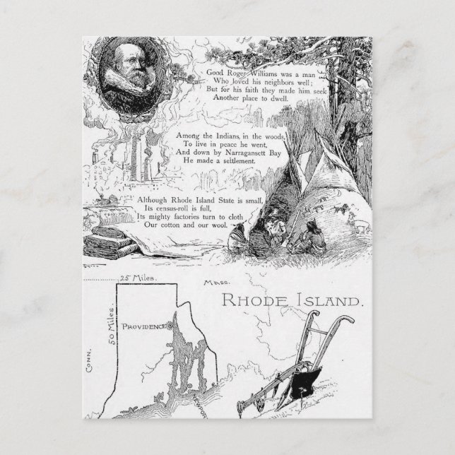 Cartão Postal Rhode Island History (Frente)
