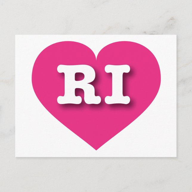 Cartão Postal Rhode Island Hot Pink Heart - Eu amo RI (Frente)