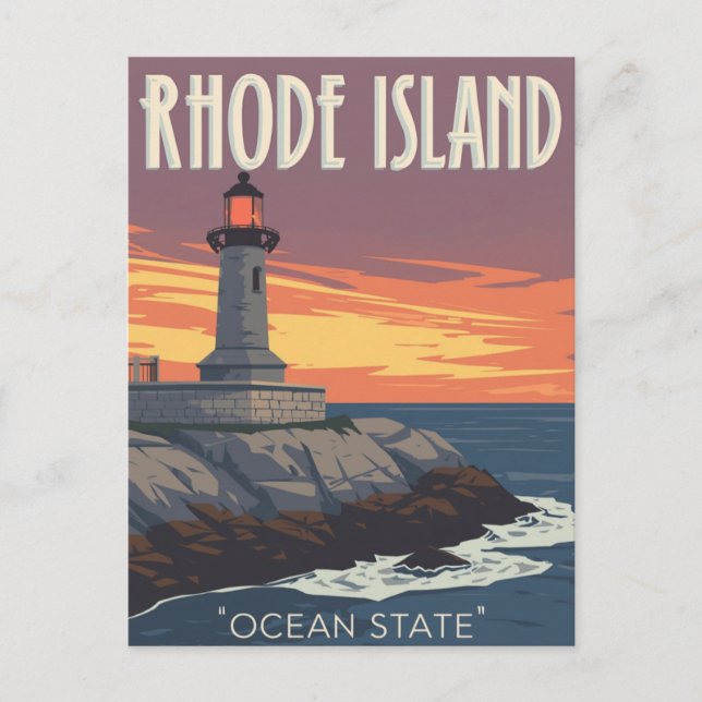 Cartão Postal Rhode Island Lighthouse Sunset (Frente)