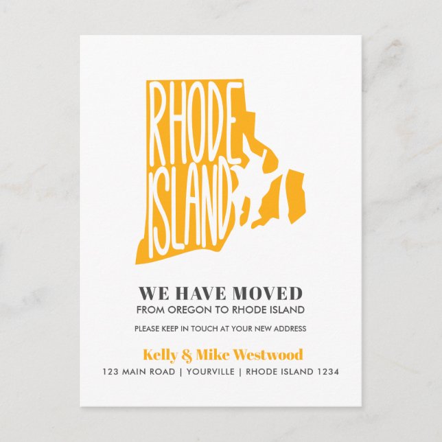 Cartão Postal RHODE ISLAND Mudamos o novo endereço New Home (Frente)