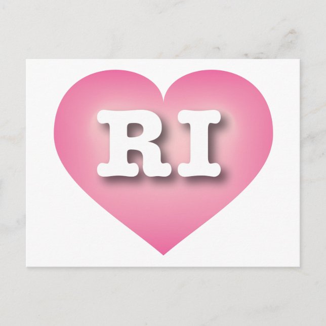 Cartão Postal Rhode Island Pink Fade Heart - Eu amo RI (Frente)