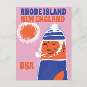 Cartão Postal Rhode Island, poster vintage de pescadores da Nova