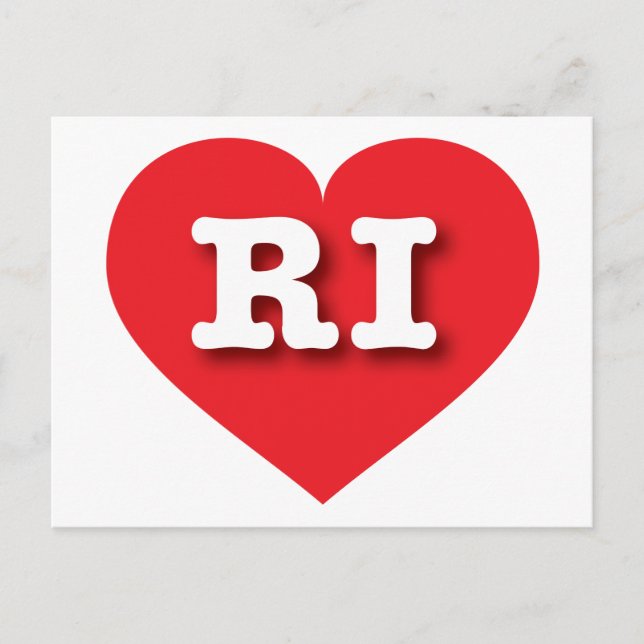 Cartão Postal Rhode Island Red Heart - Eu adoro RI (Frente)