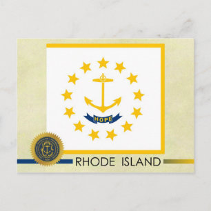 Cartão Postal Rhode Island State Flag e Seal