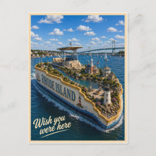 Cartão Postal Rhode Island Wish You Were Here Série de Estad