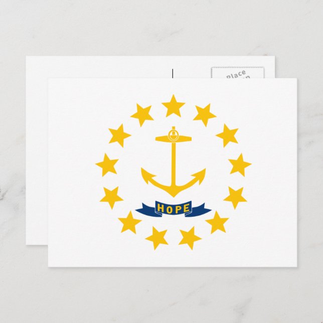 Cartão Postal Rhode Islander Flag, Flag of Rhode Island (Frente/Verso)