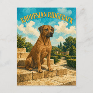 Cartão Postal Rhodesian Ridgeback, Arte de Cachorro em Aquarela
