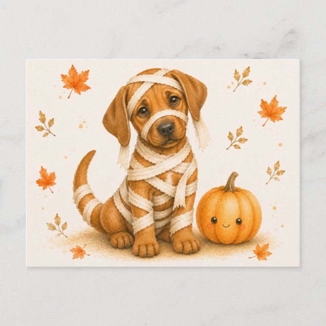 Cartão Postal Rhodesian Ridgeback Múmia Halloween (Frente)