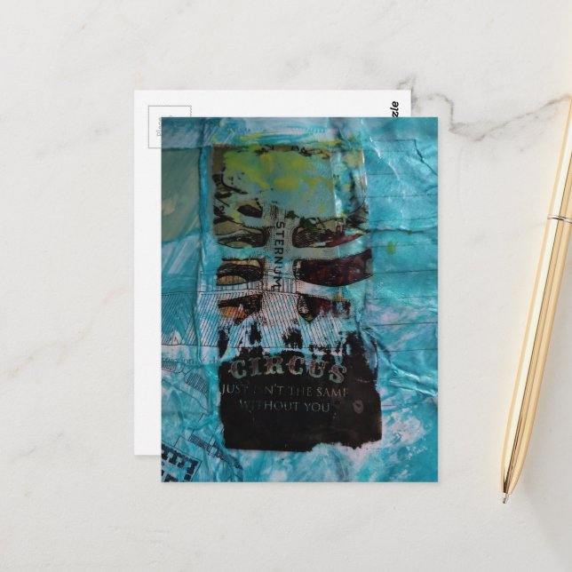 Cartão Postal Ribs Circus random mixed media collage (Frente/Verso In Situ)