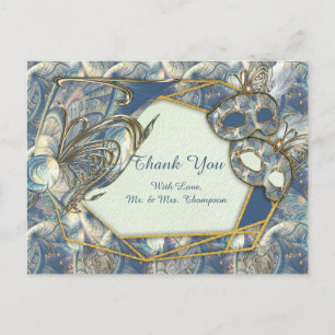 Cartão Postal Rich Rococo Alivios e Máscaras Dourados Românticos