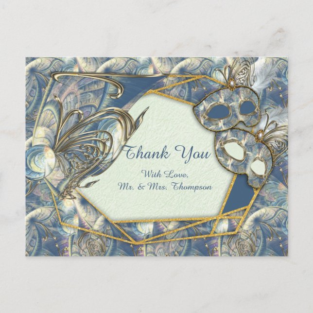 Cartão Postal Rich Rococo Alivios e Máscaras Dourados Românticos (Frente)