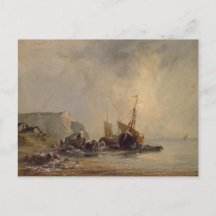 Cartão Postal Richard Bonington- Barcos pela costa Normandia