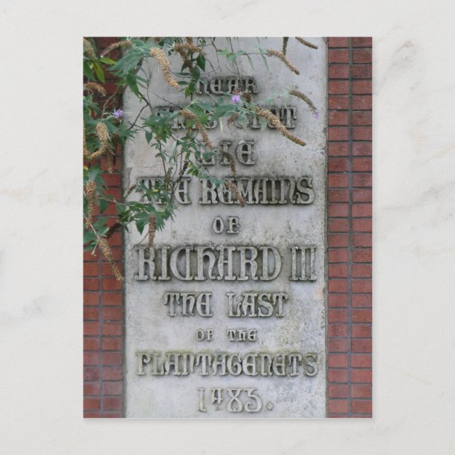Cartão Postal Richard III Memorial em Leicester, Inglaterra (Frente)