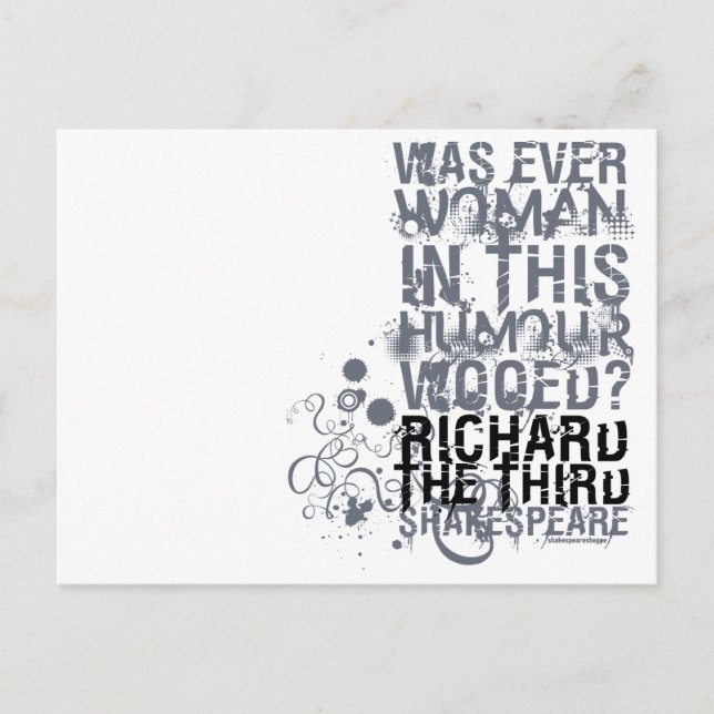 Cartão Postal Richard III Wooed Cote (B&W) (Frente)
