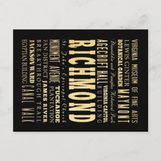 Cartão Postal Richmond City if Virginia Typography Art