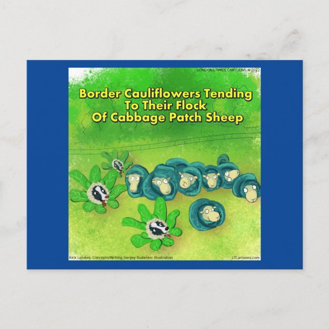 Cartão Postal Rick London Funny Border Collie Flower Comic (Frente)