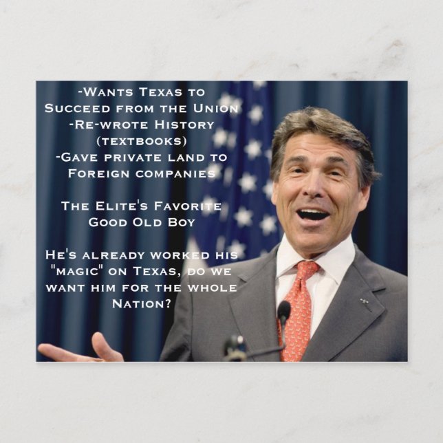 Cartão Postal Rick Perry para Presidente!?!?!?! (Frente)