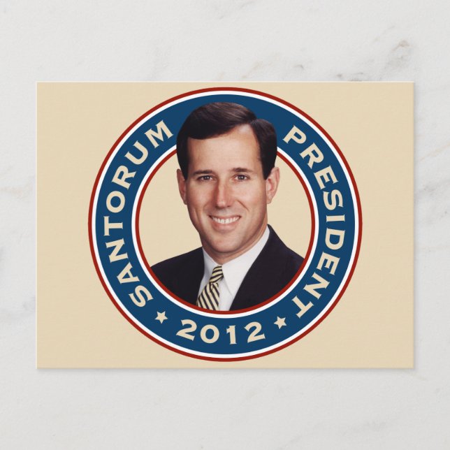 Cartão Postal Rick Santorum para o Presidente 2012 (Frente)