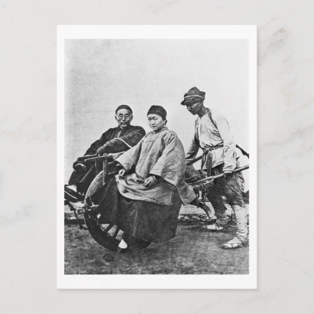 Cartão Postal Rickshaw chinês, c.1870 (foto b/w) (Frente)