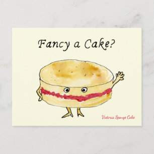 Cartão Postal Rico a Bake Engraçado Quirky Victoria Sponge Humo