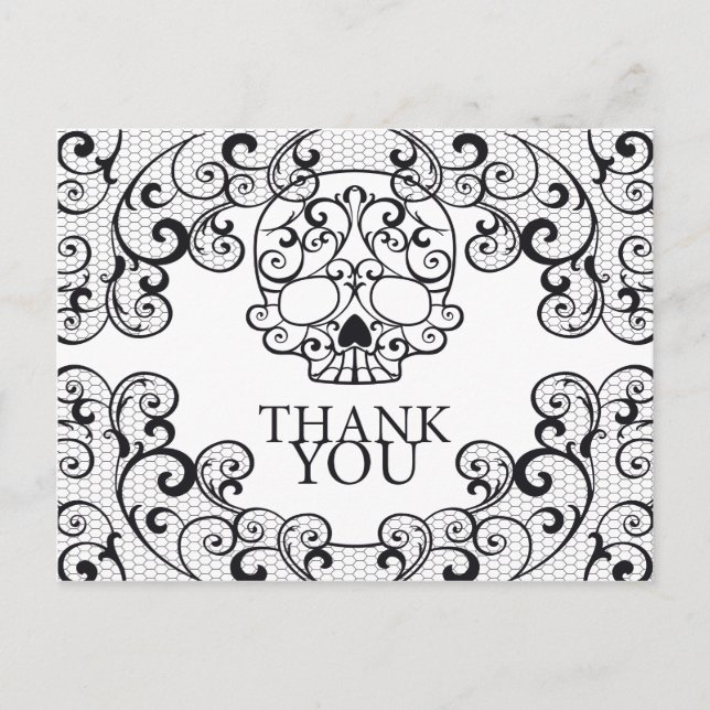 Cartão Postal Rico de Açúcar Crânio Calavera Obrigado (Frente)