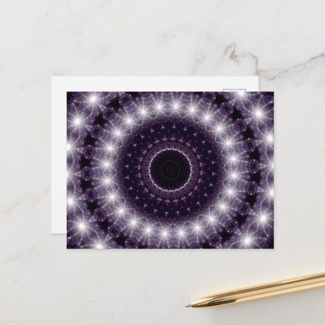 Cartão Postal Rico Delicar Lace redondo preto e branco (Frente/Verso In Situ)