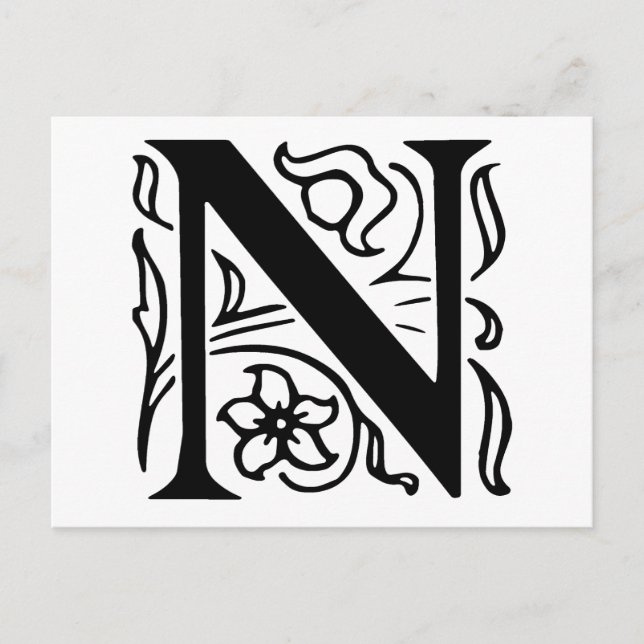 Cartão Postal Rico - Letra N (Frente)