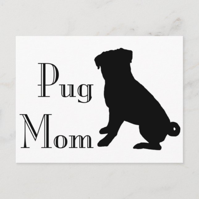 Cartão Postal Rico Pug Mãe (Frente)