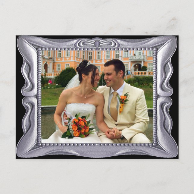 Cartão Postal Rico Silver Frame Adicionar Foto Aqui (Frente)