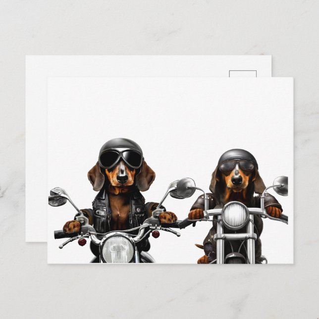 Cartão Postal Ride ou die Dachshund Bikers (Frente/Verso)