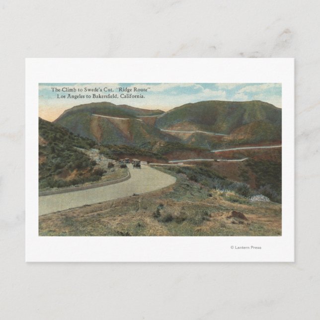 Cartão Postal Ridge Route to Swede's Cut & Bakersfield (Frente)