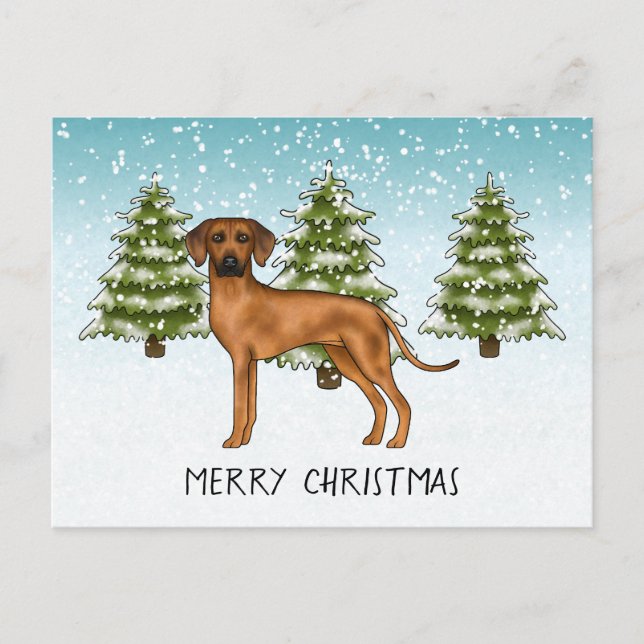 Cartão Postal Ridgeback da Rodésia com Texto Snowy Floresta de I (Frente)