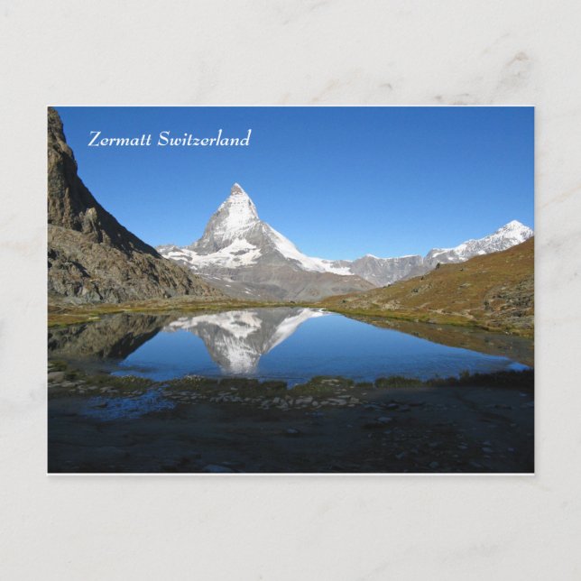 Cartão Postal Riffelsee Matterhorn Zermatt Alpes Suíços (Frente)