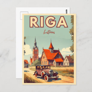 Cartão Postal Riga City, Letónia, presentes de vintagem na cultu