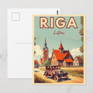 Cartão Postal Riga City, Letónia, presentes de vintagem na cultu